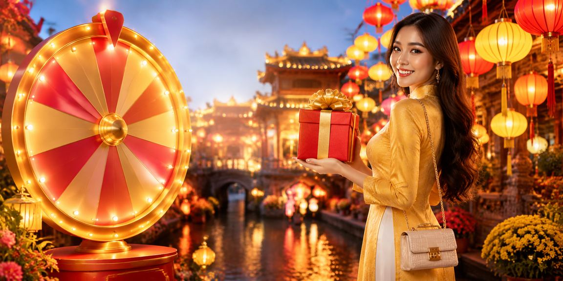 Người chơi tại Hội An tham gia quay thưởng may mắn cùng k13 dưới ánh đèn lồng rực rỡ